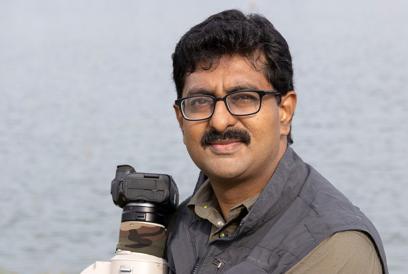 Wildlife photographer Vijayram Harinathan in the field